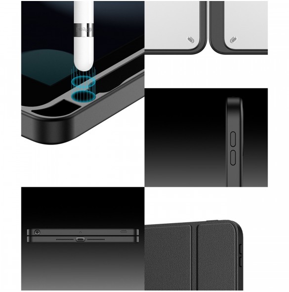 Dux Ducis Magi-fodral för iPad 10.2'' 2021/2020/2019 smart skal med stativ och förvaring för Apple Pencil svart