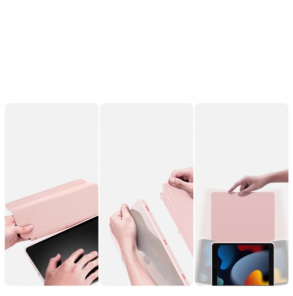 Dux Ducis Magi-fodral för iPad 10.2'' 2021/2020/2019 smart skal med stativ och förvaring för Apple Pencil rosa