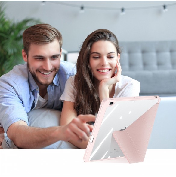Dux Ducis Magi-fodral för iPad 10.2'' 2021/2020/2019 smart skal med stativ och förvaring för Apple Pencil rosa