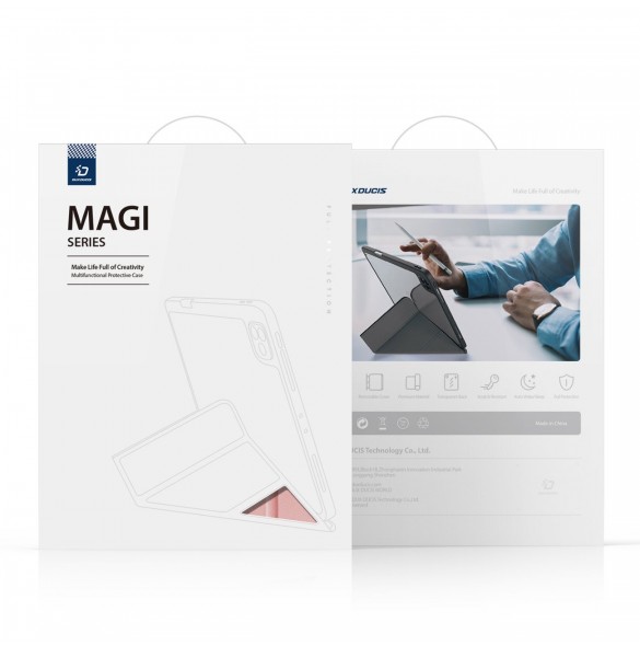 Dux Ducis Magi-fodral för iPad 10.2'' 2021/2020/2019 smart skal med stativ och förvaring för Apple Pencil rosa