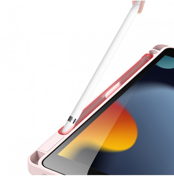 Dux Ducis Magi-fodral för iPad 10.2'' 2021/2020/2019 smart skal med stativ och förvaring för Apple Pencil rosa