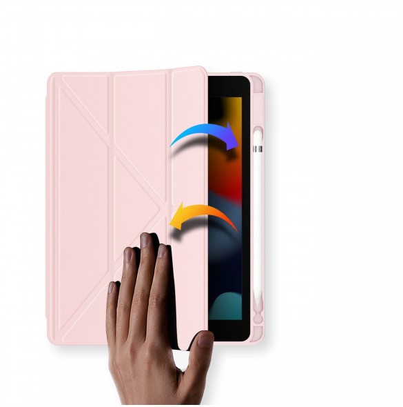 Dux Ducis Magi-fodral för iPad 10.2'' 2021/2020/2019 smart skal med stativ och förvaring för Apple Pencil rosa