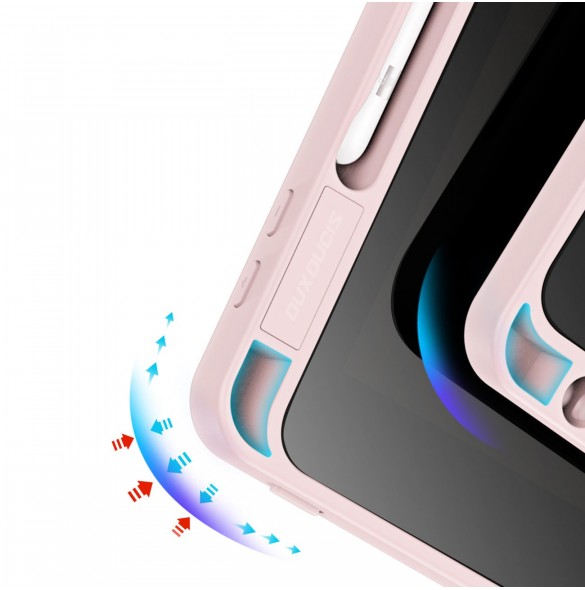 Dux Ducis Magi-fodral för iPad 10.2'' 2021/2020/2019 smart skal med stativ och förvaring för Apple Pencil rosa