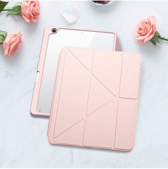 Dux Ducis Magi-fodral för iPad 10.2'' 2021/2020/2019 smart skal med stativ och förvaring för Apple Pencil rosa