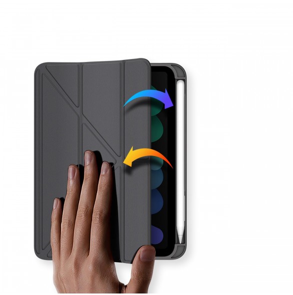 Dux Ducis Magi fodral för iPad mini 2021 smart skal med stativ och förvaring för Apple Pencil grå