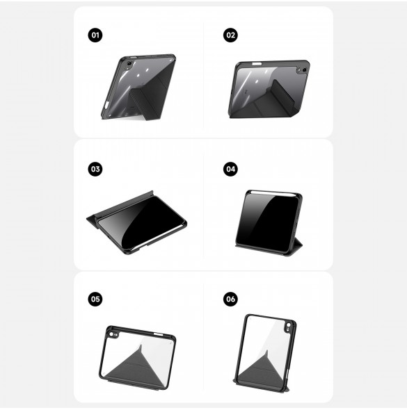 Dux Ducis Magi fodral för iPad mini 2021 smart skal med stativ och förvaring för Apple Pencil grå