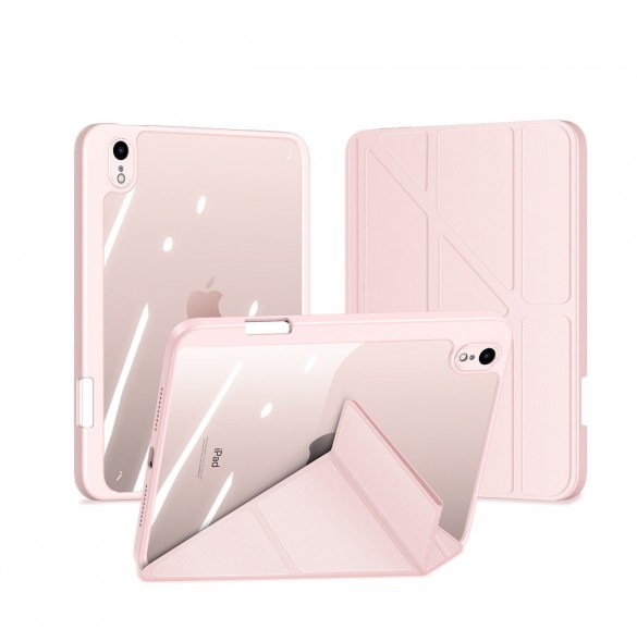 Dux Ducis Magi fodral för iPad mini 2021 smart skal med stativ och förvaring för Apple Pencil rosa