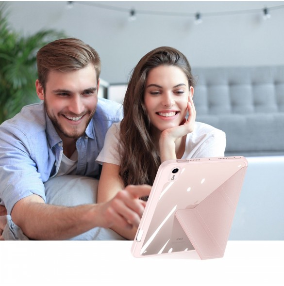 Dux Ducis Magi fodral för iPad mini 2021 smart skal med stativ och förvaring för Apple Pencil rosa
