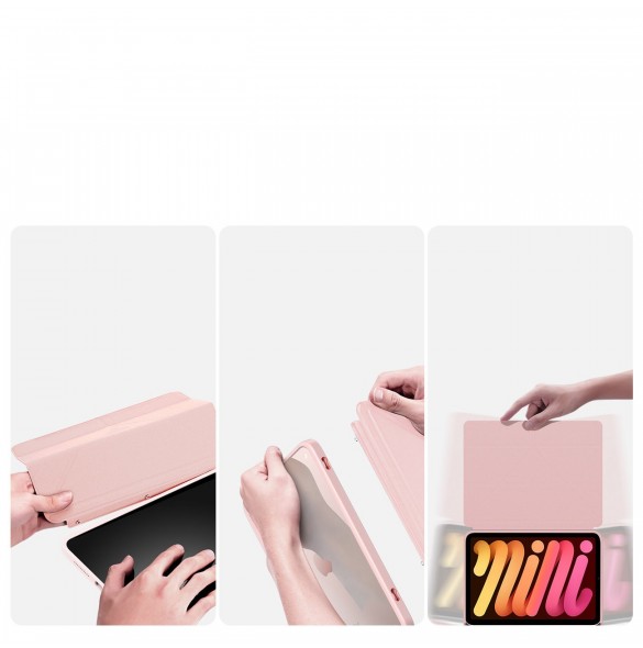 Dux Ducis Magi fodral för iPad mini 2021 smart skal med stativ och förvaring för Apple Pencil rosa