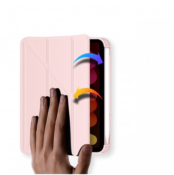 Dux Ducis Magi fodral för iPad mini 2021 smart skal med stativ och förvaring för Apple Pencil rosa
