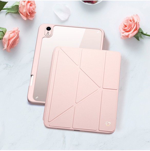 Dux Ducis Magi fodral för iPad mini 2021 smart skal med stativ och förvaring för Apple Pencil rosa
