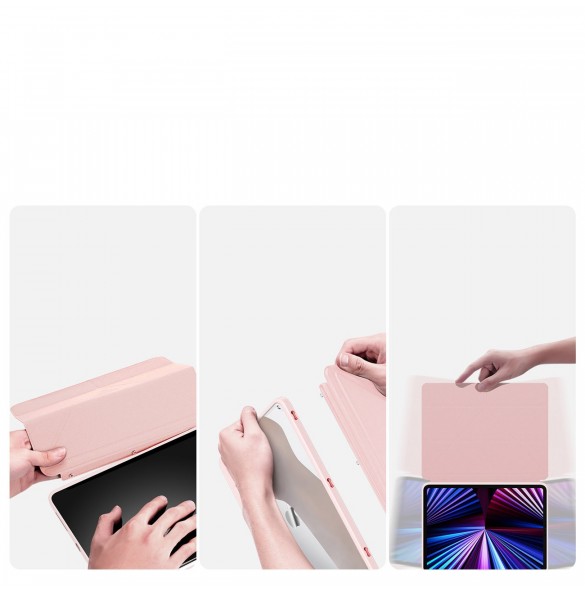 Dux Ducis Magi Fodral för iPad Pro 11'' 2022/2021/2020/2018 Smart Cover med ställ och förvaring för Apple Pencil Rosa