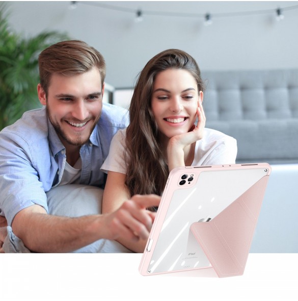 Dux Ducis Magi Fodral för iPad Pro 11'' 2022/2021/2020/2018 Smart Cover med ställ och förvaring för Apple Pencil Rosa