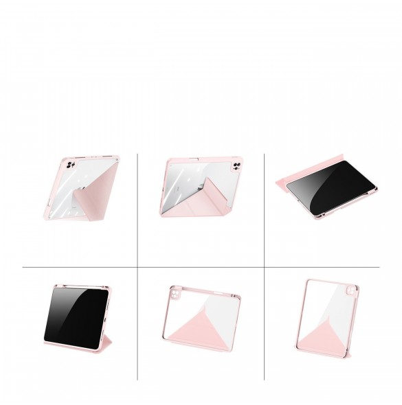 Dux Ducis Magi Fodral för iPad Pro 11'' 2022/2021/2020/2018 Smart Cover med ställ och förvaring för Apple Pencil Rosa