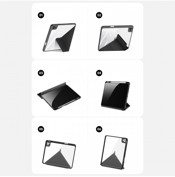 Dux Ducis Magi Fodral för iPad Pro 11'' 2022/2021/2020/2018 Smart Cover med ställ och förvaring för Apple Pencil Rosa