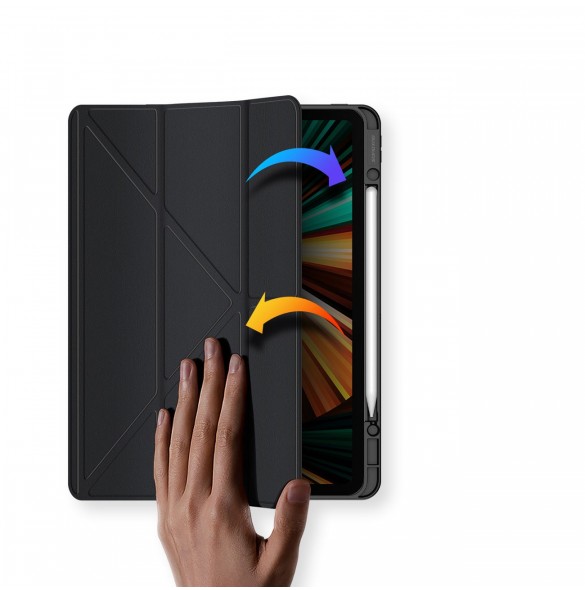 Dux Ducis Magi Fodral för iPad Pro 12,9'' 2021/2020/2018 Smart Cover Fodral med ställ och förvaring för Apple Pencil Svart
