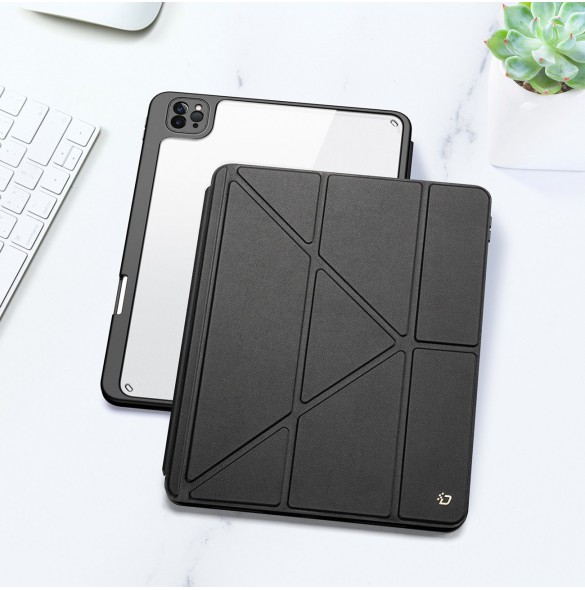Dux Ducis Magi Fodral för iPad Pro 12,9'' 2021/2020/2018 Smart Cover Fodral med ställ och förvaring för Apple Pencil Svart