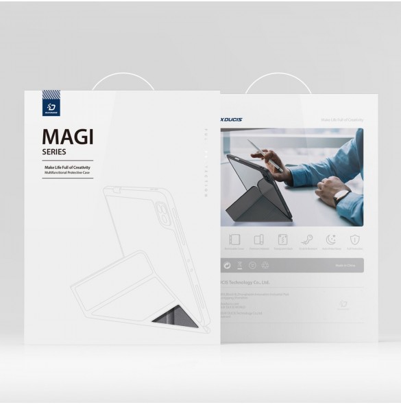 Dux Ducis Magi Fodral för iPad Pro 12,9 tum 2021/2020/2018 Smart Cover Fodral med ställ och förvaring för Apple Pencil Grey