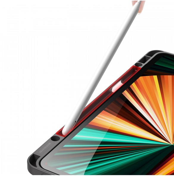 Dux Ducis Magi Fodral för iPad Pro 12,9 tum 2021/2020/2018 Smart Cover Fodral med ställ och förvaring för Apple Pencil Grey
