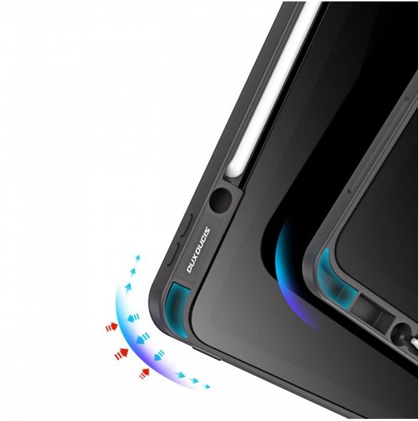 Dux Ducis Magi Fodral för iPad Pro 12,9 tum 2021/2020/2018 Smart Cover Fodral med ställ och förvaring för Apple Pencil Grey