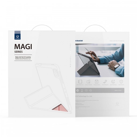 Dux Ducis Magi-fodral för iPad Pro 12.9'' 2021/2020/2018 smart skal med stativ och förvaring för Apple Pencil rosa