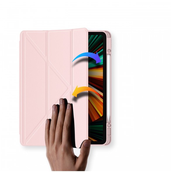 Dux Ducis Magi-fodral för iPad Pro 12.9'' 2021/2020/2018 smart skal med stativ och förvaring för Apple Pencil rosa