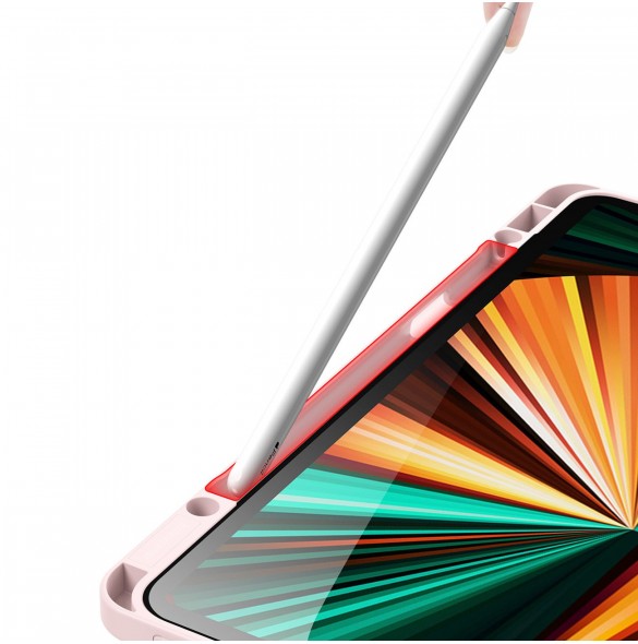Dux Ducis Magi-fodral för iPad Pro 12.9'' 2021/2020/2018 smart skal med stativ och förvaring för Apple Pencil rosa