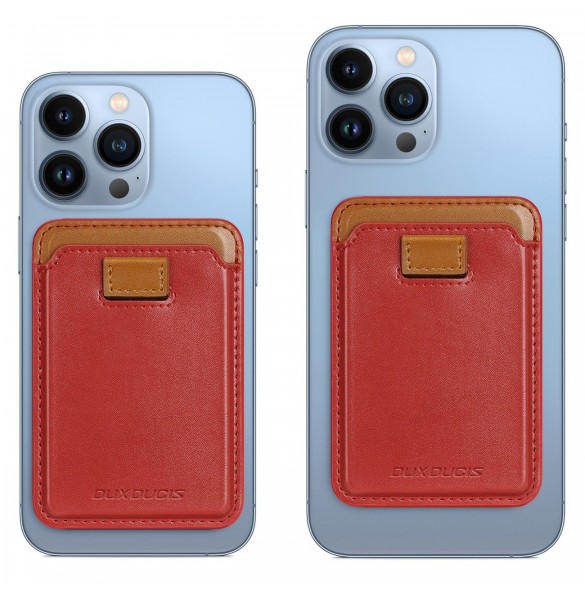 Dux Ducis Magnetic Leather Wallet magnetisk plånbok MagSafe för iPhone RFID blocker röd