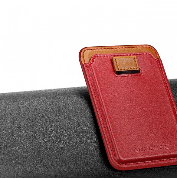 Dux Ducis Magnetic Leather Wallet magnetisk plånbok MagSafe för iPhone RFID blocker röd