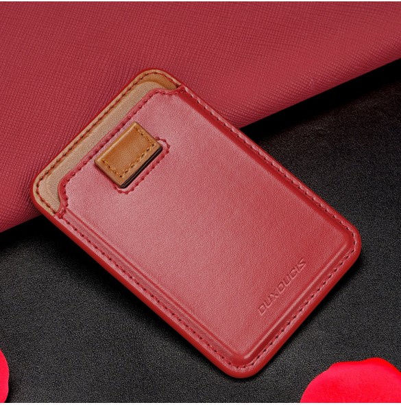 Dux Ducis Magnetic Leather Wallet magnetisk plånbok MagSafe för iPhone RFID blocker röd
