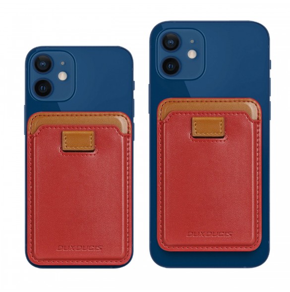 Dux Ducis Magnetic Leather Wallet magnetisk plånbok MagSafe för iPhone RFID blocker röd