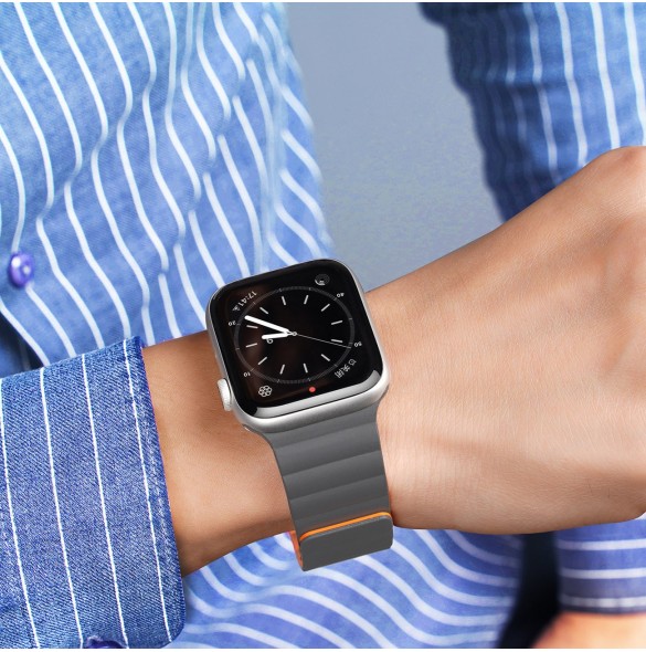 Dux Ducis Magnetrem Apple Watch Ultra Magnetic Armband Grå Orange Armband (Kedjeversion)