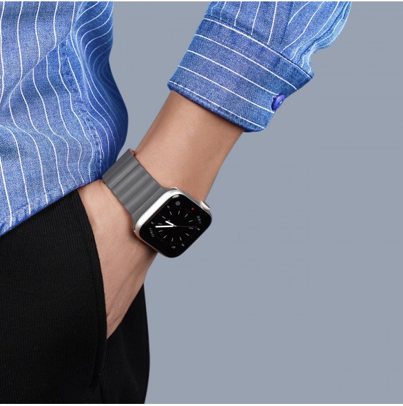 Dux Ducis Magnetrem Apple Watch Ultra Magnetic Armband Grå Orange Armband (Kedjeversion)