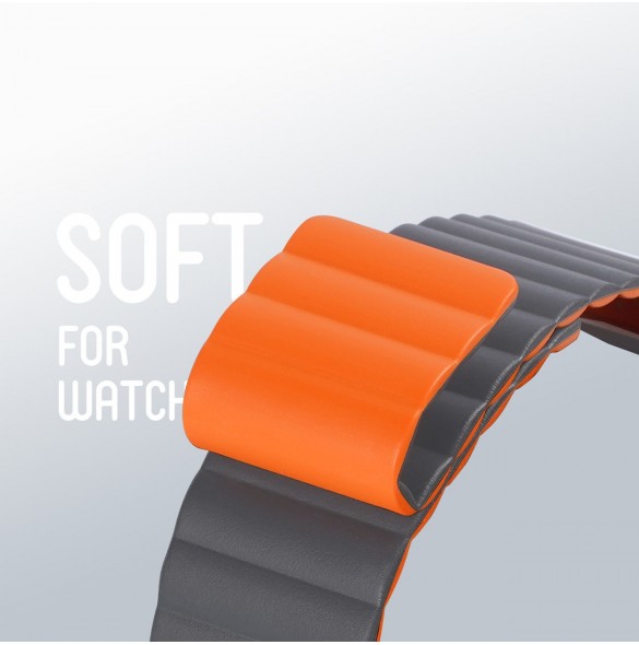 Dux Ducis Magnetrem Apple Watch Ultra Magnetic Armband Grå Orange Armband (Kedjeversion)