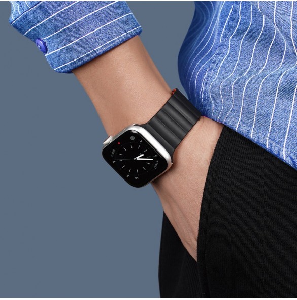 Dux Ducis Magnetic Strap Watch Arm 7/6/5/4/3/2 / SE (41/40 / 38mm) Magnetic Band Svart / Orange (Kedjeversion)