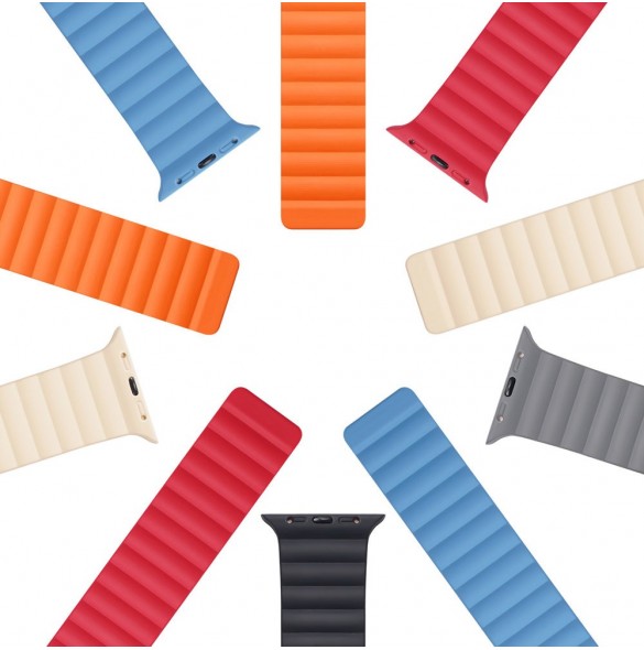 Dux Ducis Magnetic Strap Watch Arm 7/6/5/4/3/2 / SE (41/40 / 38mm) Magnetic Band Svart / Orange (Kedjeversion)