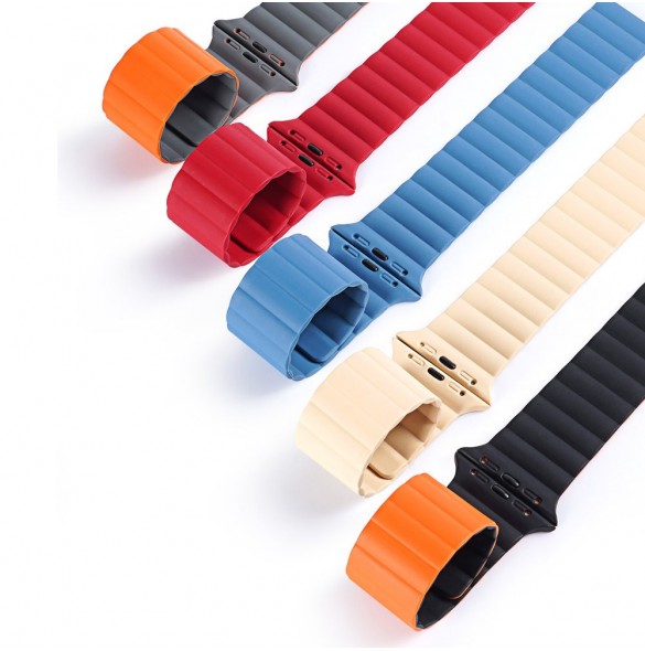 Dux Ducis Magnetic Strap Watch Arm 7/6/5/4/3/2 / SE (41/40 / 38mm) Magnetic Band Svart / Orange (Kedjeversion)