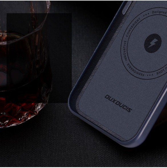 Dux Ducis Naples fodral för iPhone 13 läderfodral (MagSafe kompatibel) blå