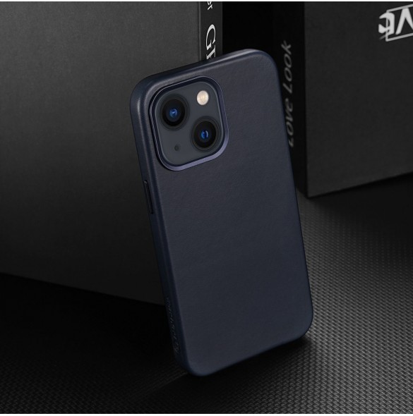Dux Ducis Naples fodral för iPhone 13 läderfodral (MagSafe kompatibel) blå