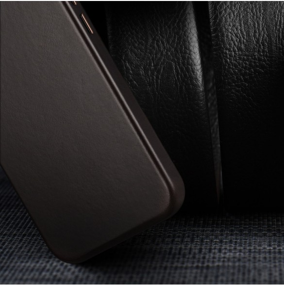 Dux Ducis Naples fodral för iPhone 13 läderfodral (MagSafe-kompatibelt) mörkbrunt