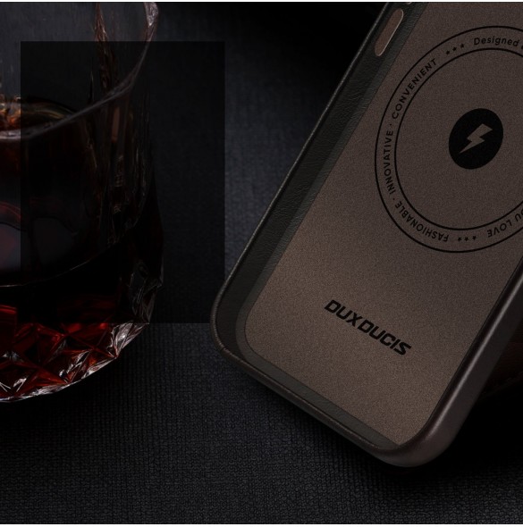 Dux Ducis Naples fodral för iPhone 13 läderfodral (MagSafe-kompatibelt) mörkbrunt