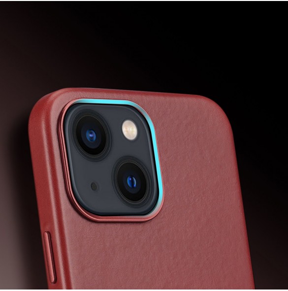 Dux Ducis Naples fodral för iPhone 13 läderfodral (MagSafe-kompatibelt) rött