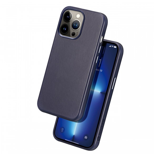 Dux Ducis Naples fodral för iPhone 13 Pro läderfodral (MagSafe-kompatibelt) blått