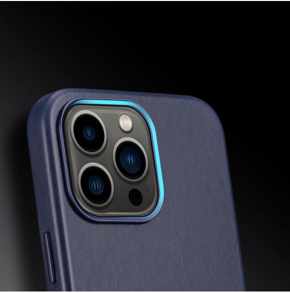 Dux Ducis Naples fodral för iPhone 13 Pro läderfodral (MagSafe-kompatibelt) blått