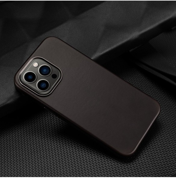 Dux Ducis Naples fodral för iPhone 13 Pro läderfodral (MagSafe-kompatibelt) mörkbrunt