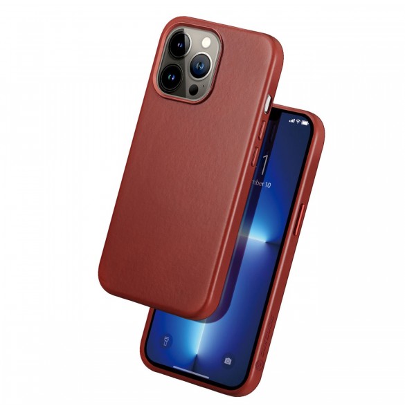 Dux Ducis Naples fodral för iPhone 13 Pro läderfodral (MagSafe-kompatibelt) rött