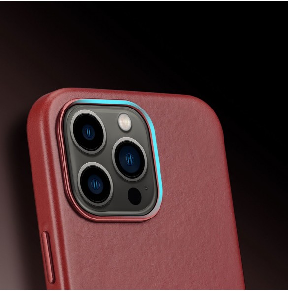 Dux Ducis Naples fodral för iPhone 13 Pro läderfodral (MagSafe-kompatibelt) rött