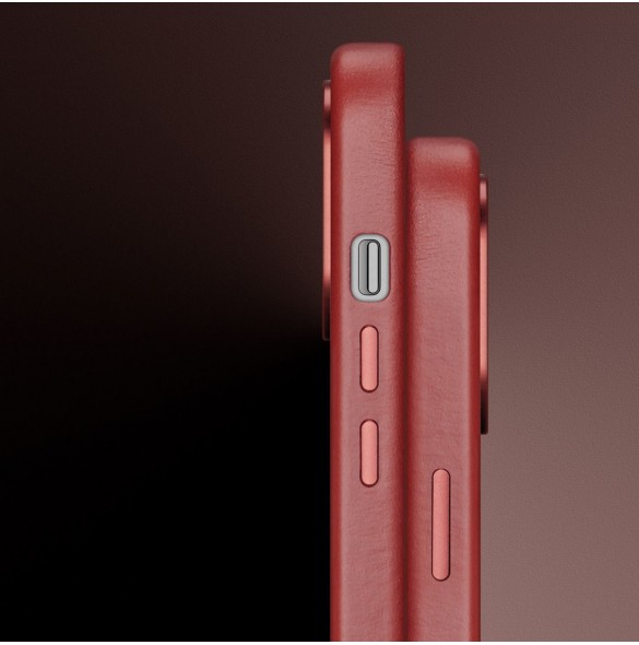 Dux Ducis Naples fodral för iPhone 13 Pro läderfodral (MagSafe-kompatibelt) rött