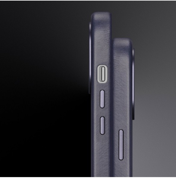 Dux Ducis Naples fodral för iPhone 13 Pro Max läderfodral (MagSafe-kompatibelt) blått