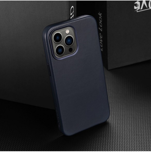 Dux Ducis Naples fodral för iPhone 13 Pro Max läderfodral (MagSafe-kompatibelt) blått